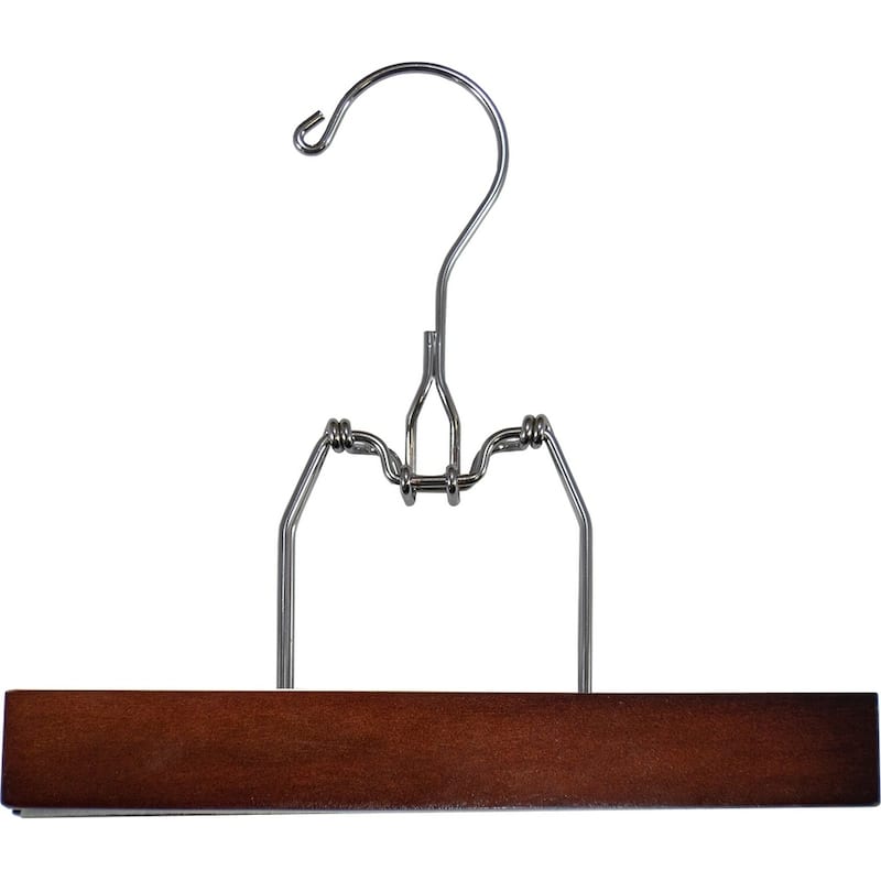 Wooden Clamp Hanger With Felt Lining And Rugged Metal Snap Lock