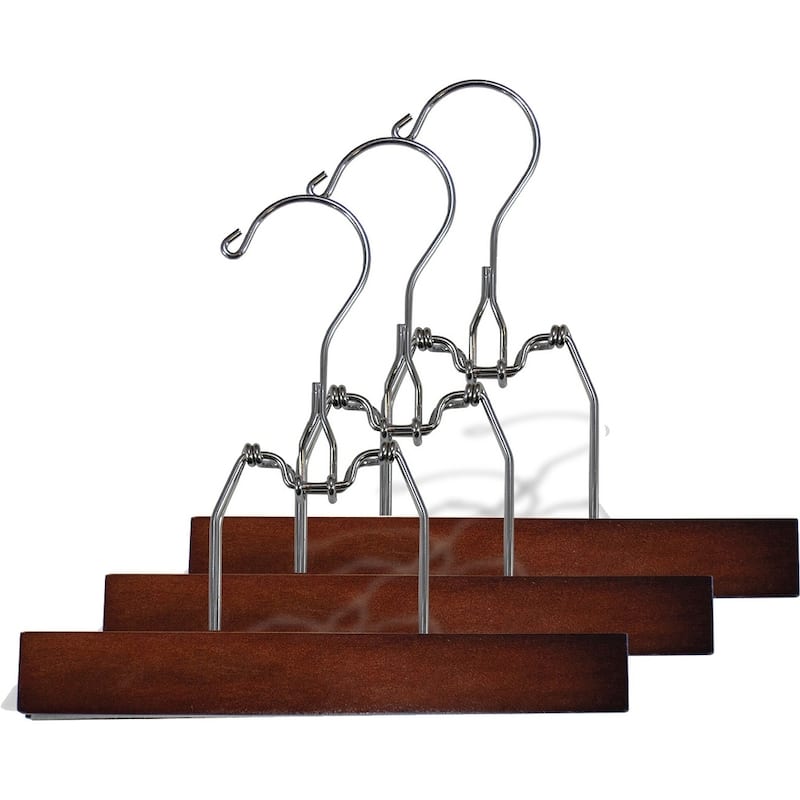Wooden Clamp Hanger With Felt Lining And Rugged Metal Snap Lock