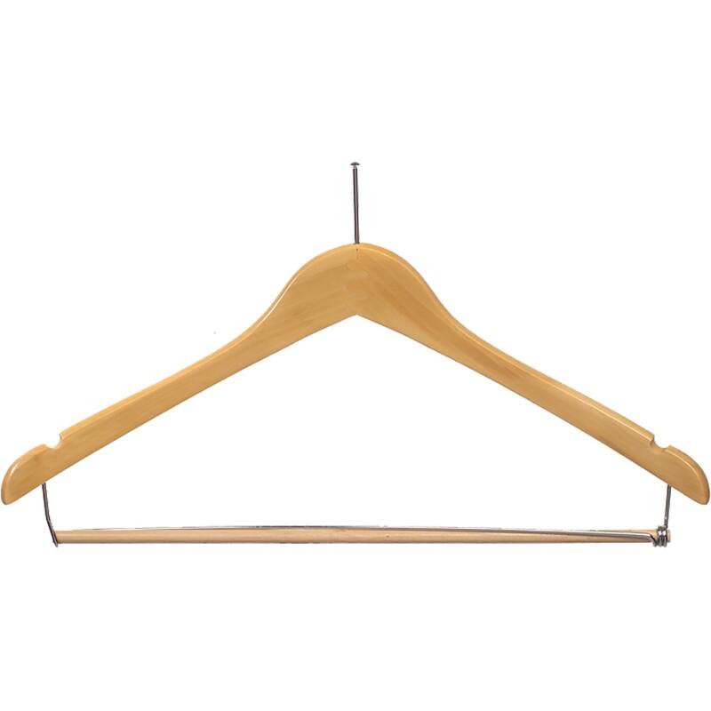 Contoured Anti-Theft Clothes Hanger with P-Nail, Security Hangers for Retail and Hospitality - Natural w/ Bar - Box of 50