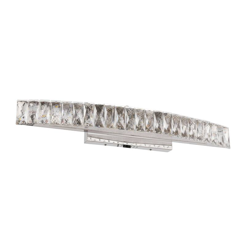 LED Wall Sconce With Chrome Stainless Steel Frame And Clear Crystal Accents
