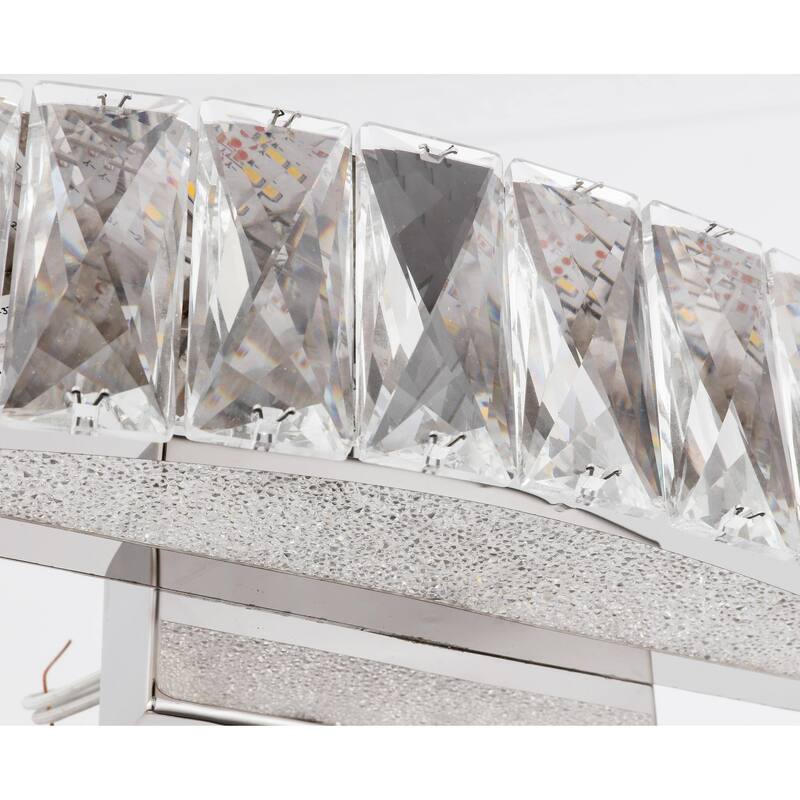 LED Wall Sconce With Chrome Stainless Steel Frame And Clear Crystal Accents