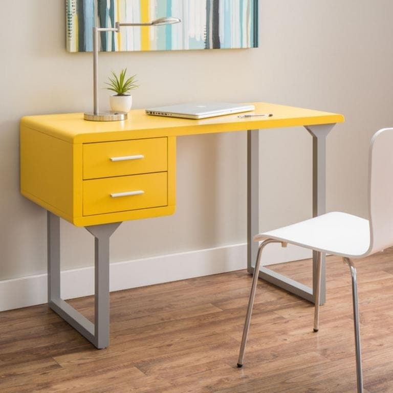 Shop Porch Den Retro Yellow And Grey Writing Desk Overstock