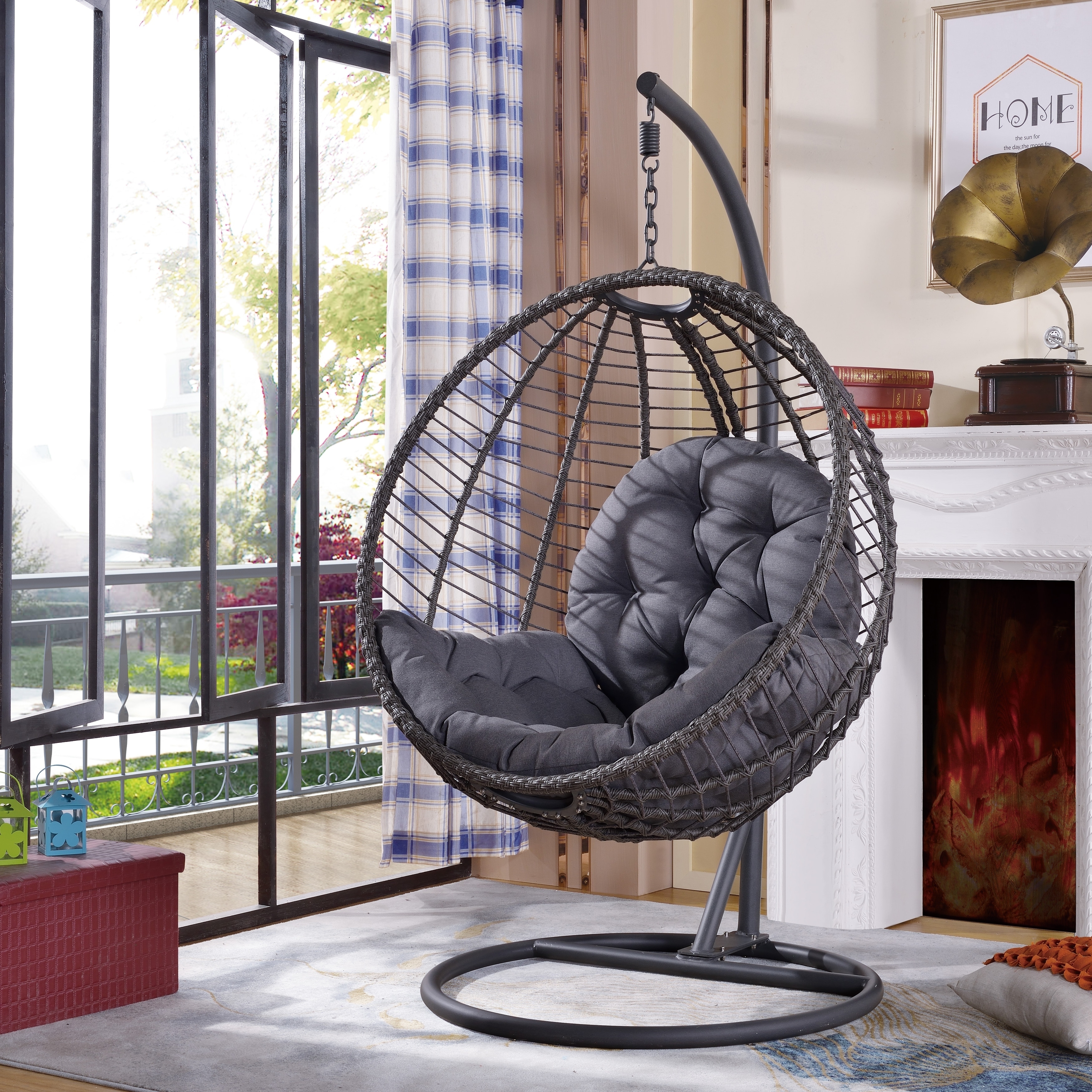 rowlee grey large hanging chair with standhavenside home