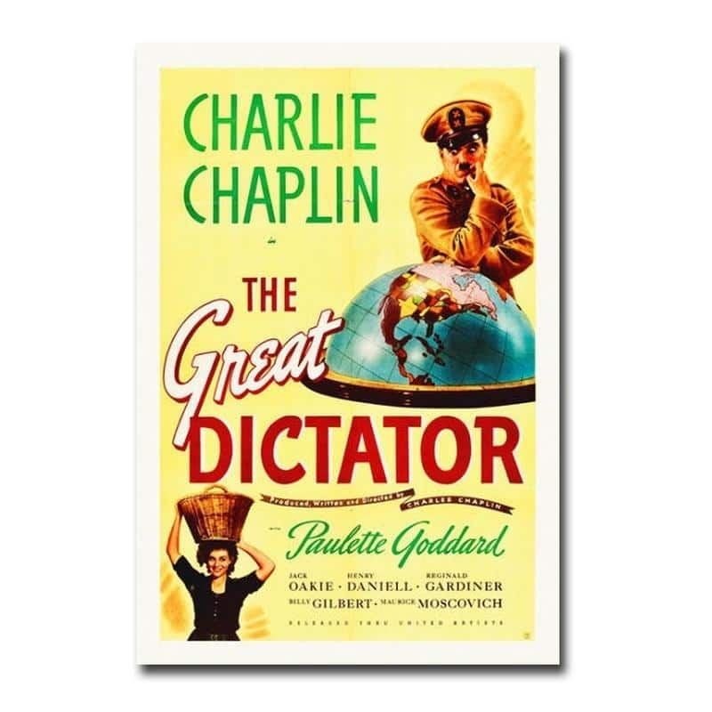 Charlie Chaplin, The Great Dictator Movie Poster Gallery Wrapped Canvas 