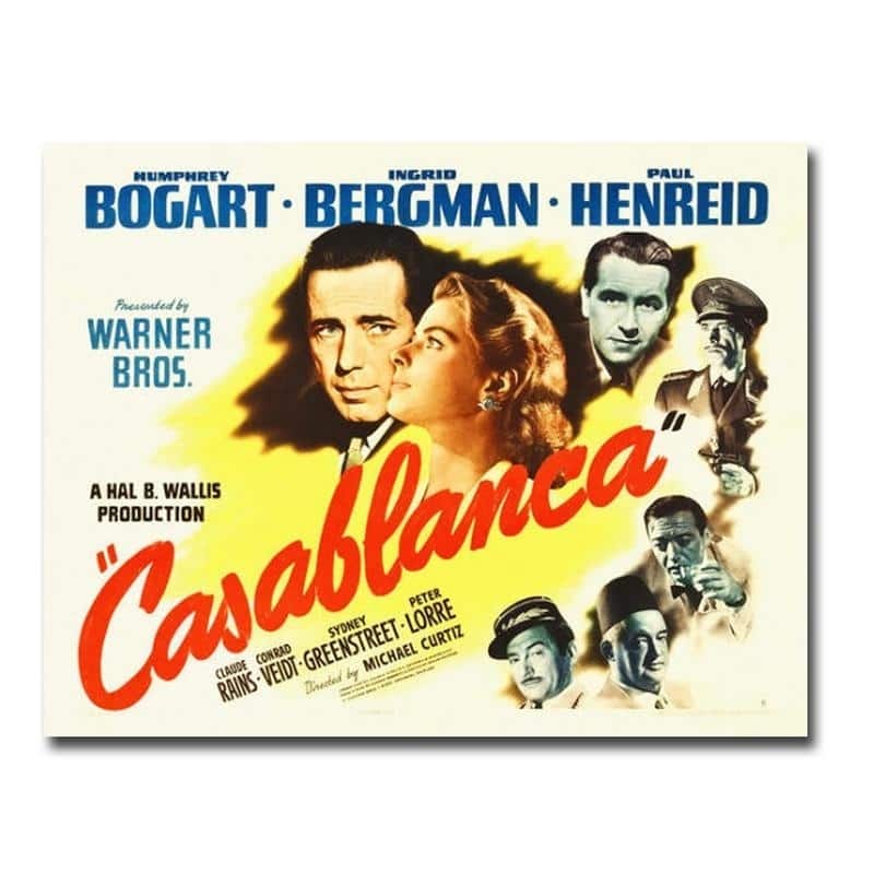 Casablanca Movie Poster Gallery Wrapped Canvas Giclee Art (24 in x 32 in)
