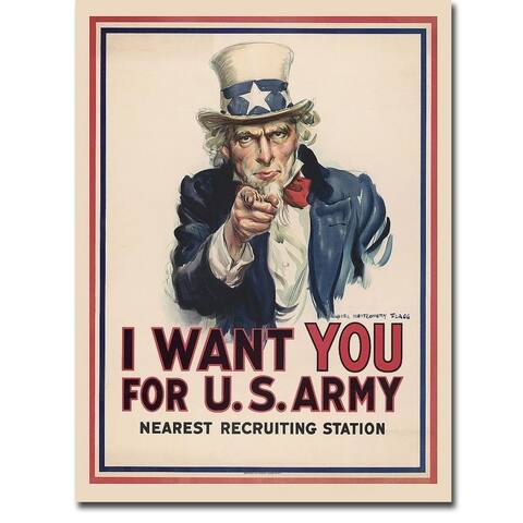 Uncle Sam, I Want You by James Flagg Gallery Wrapped Canvas Giclee Art (32 in x 24 in)