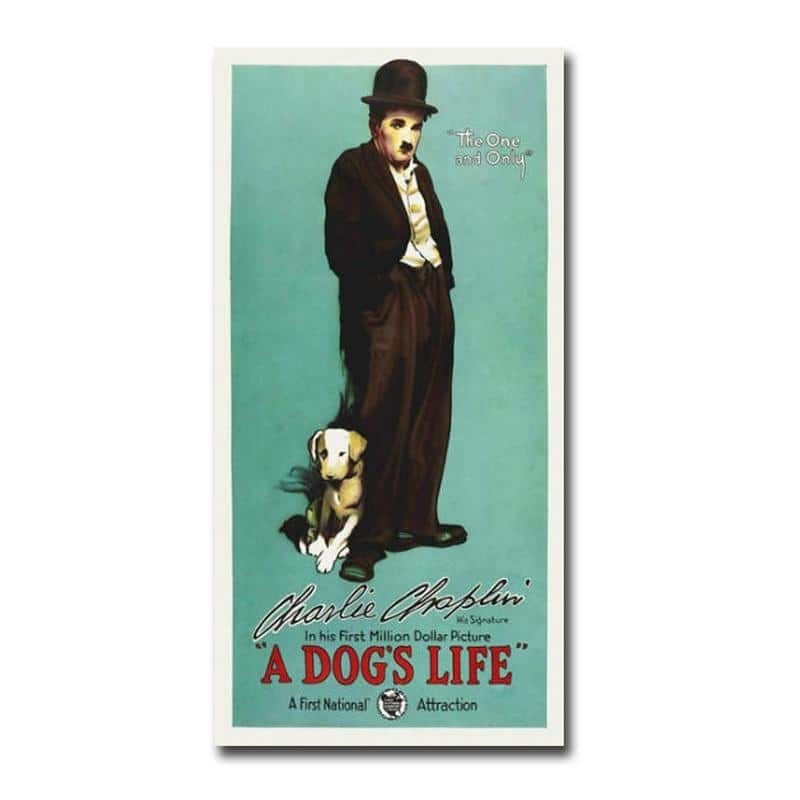 Charlie Chaplin, A Dog's Life Movie Poster Gallery Wrapped Canvas Giclee Art (36 in x 18 in)