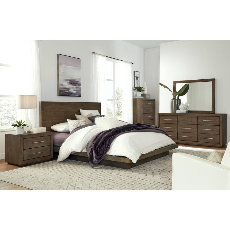Carbon Loft Carnegie King-size Panel Bed in Dark Pine