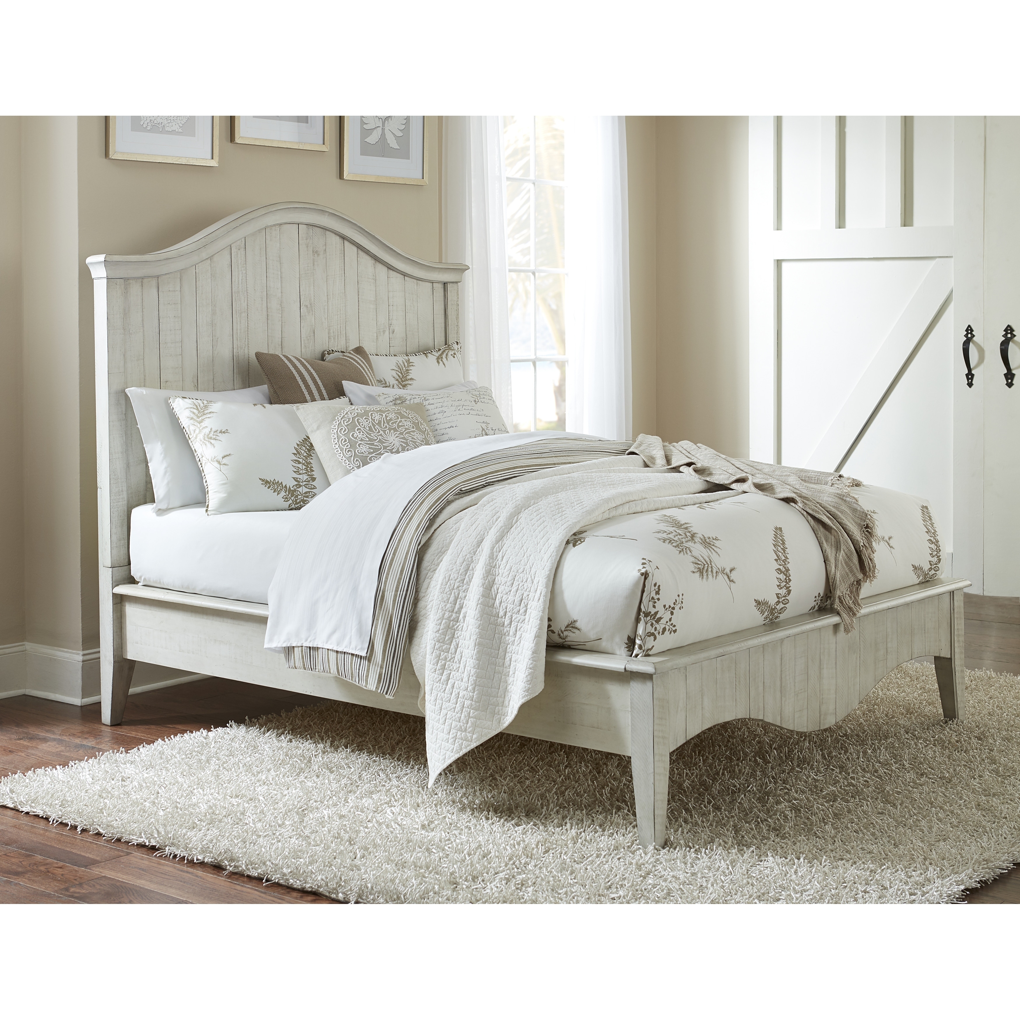 White Washed Wood Bed Frame Bee Willow Home Wood Slat Bed In White