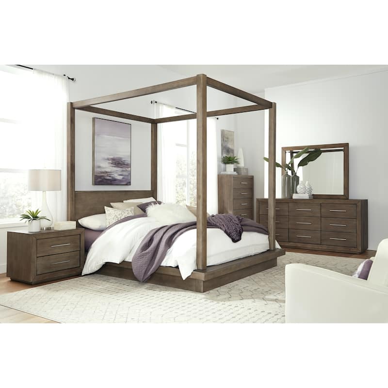 Carbon Loft Carnegie Full-size Canopy Bed in Dark Pine