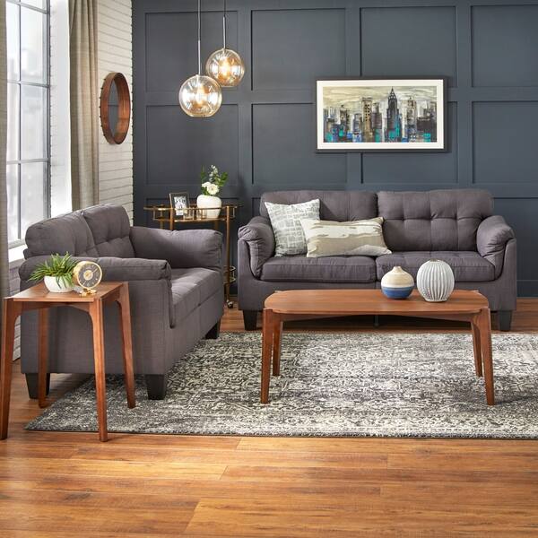 slide 1 of 12, Simple Living Mitchell 2-piece Living Room Set Charcoal Grey