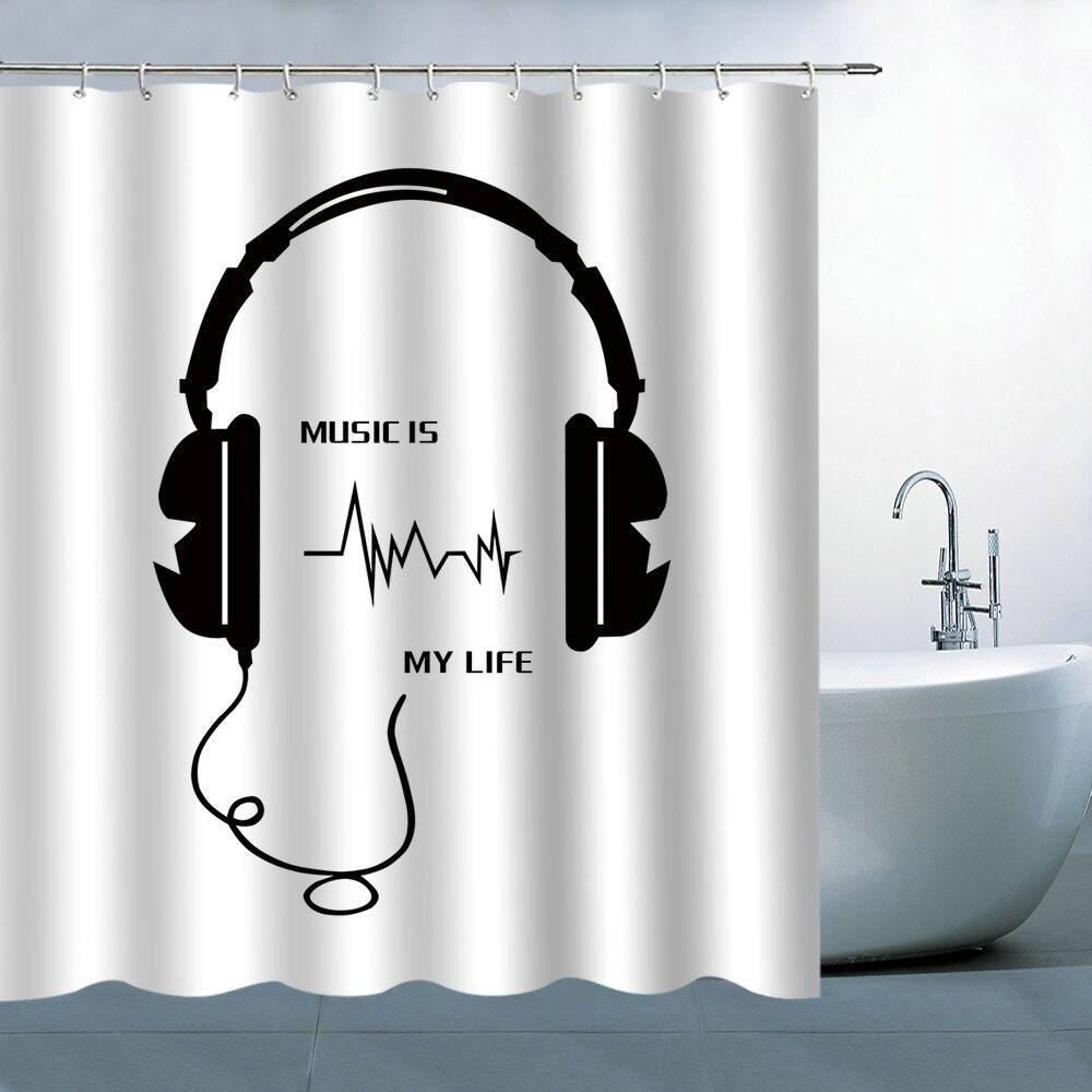 Polyester Shower Curtain with Hooks Music Is My Life 72" x 72"
