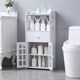 Bathroom Floor Storage Cabinet Shelf with Drawer Double Door White - Thumbnail 1