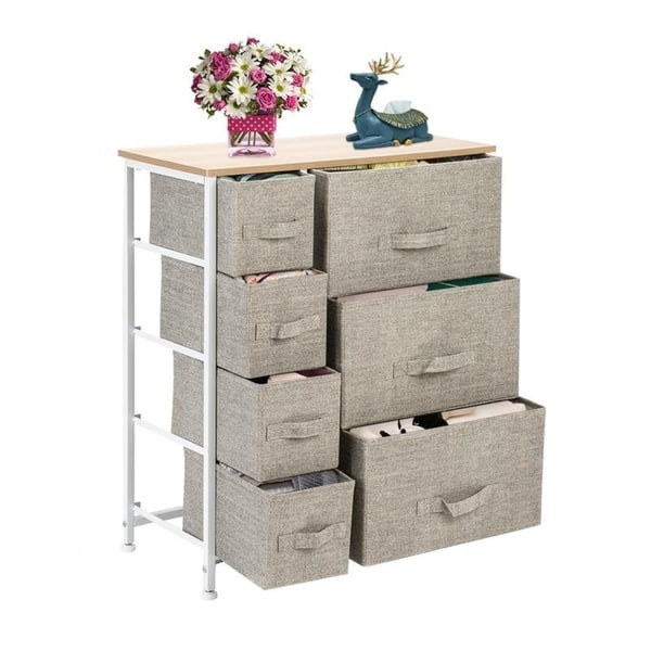 Shop Wide Dresser Storage Tower Sturdy Steel Frame Wood Top