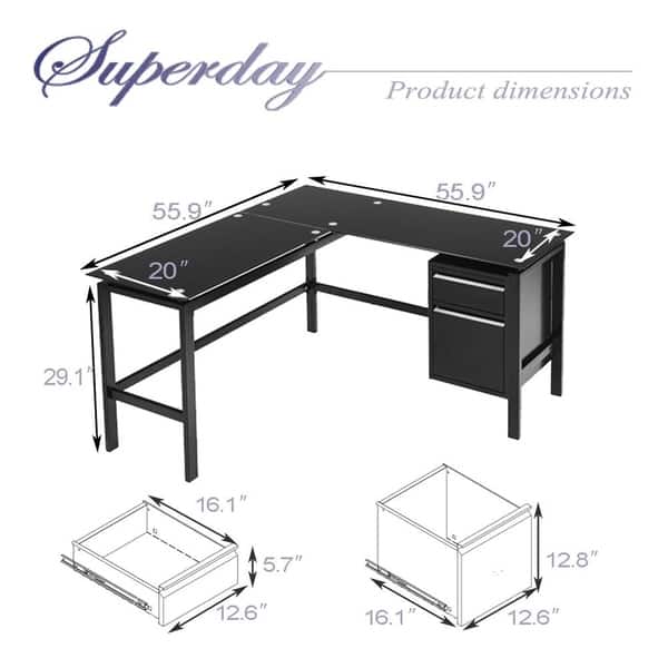 Superday Home Office L Shaped Desk W Drawers On Sale Overstock 29348144