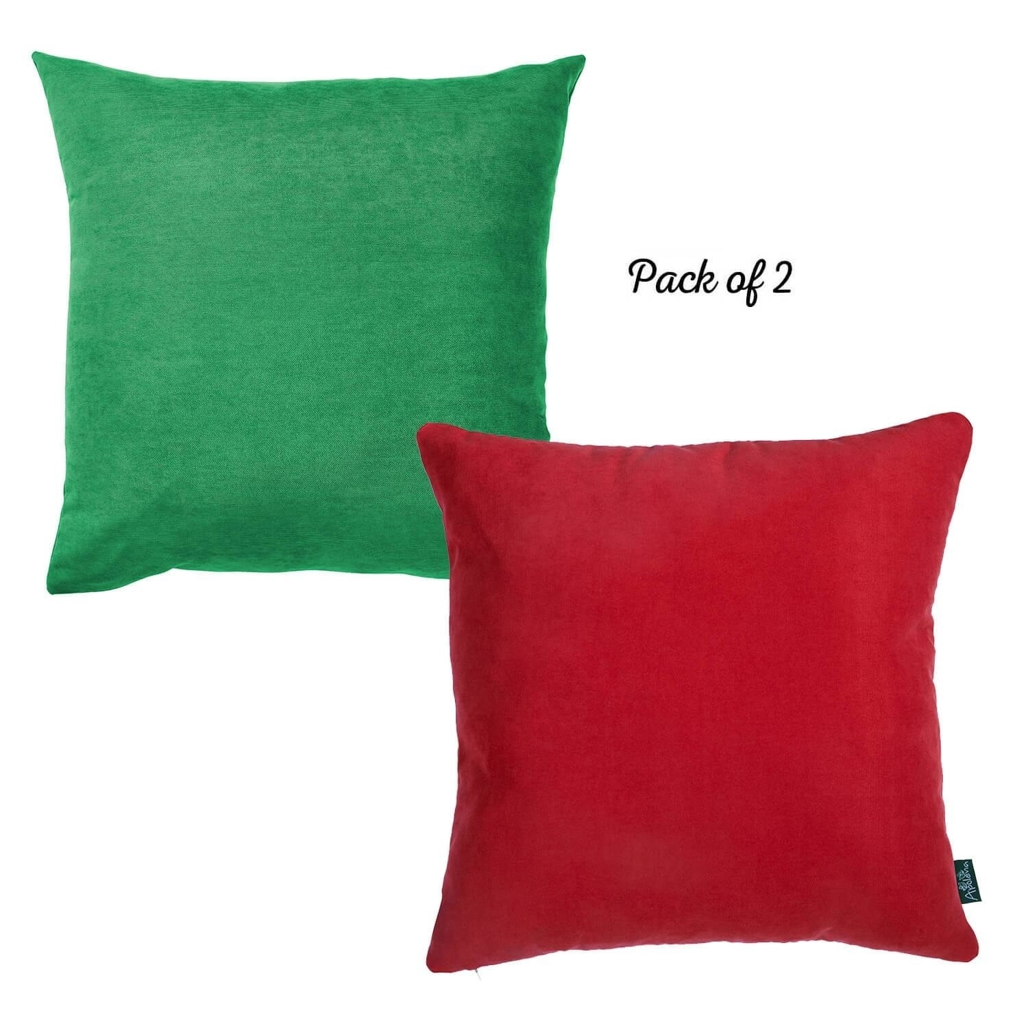 Christmas Red Velvet Throw Pillow Covers 18X18 Set of 2 Super Soft