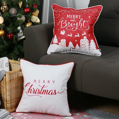 Merry Christmas Throw Pillow Covers (Set of 2)