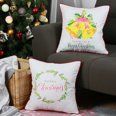 Merry Christmas Set of 2 Throw Pillow Covers Christmas Gift 18"x18"