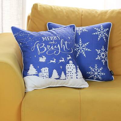 Merry Christmas Set of 2 Throw Pillow Covers Christmas Gift 18"x18"