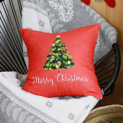 Merry Christmas Tree Throw Pillow Cover Christmas Gift 18"x18"