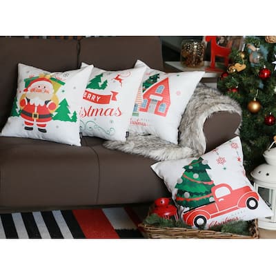 Merry Christmas Set of 4 Throw Pillow Covers Christmas Gift 18"x18"