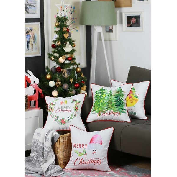 18x18 Multicolor Santa Merry Christmas Family RM Merry Christmas Santa Cat Tree Gift Xmas Throw Pillow