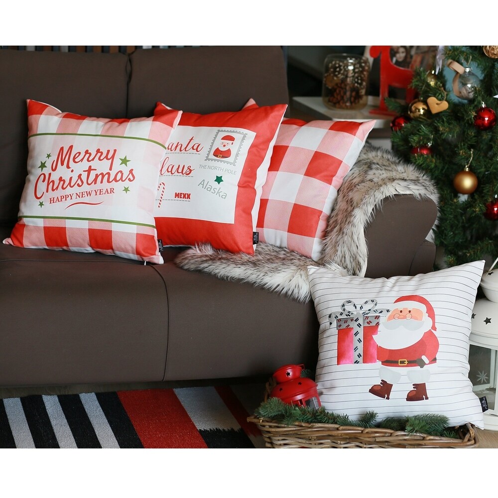 Patio Christmas Pillow Covers 18x18 Inch Outdoor Couch Bed Holiday Decorations Home Décor Merry Christmas Reindeer Pillowcases Cushion Case for Porch Set of 2 Sofa 
