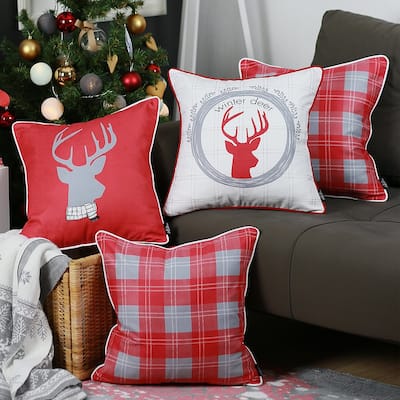 Merry Christmas Set of 4 Throw Pillow Covers Christmas Gift 18"x18"