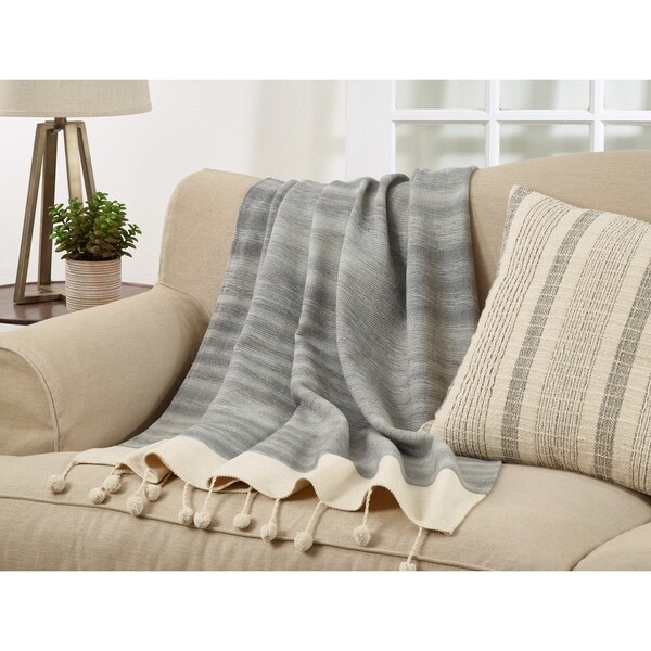 Cotton Throw With Pom Pom Trim Bed Bath Beyond 29349868