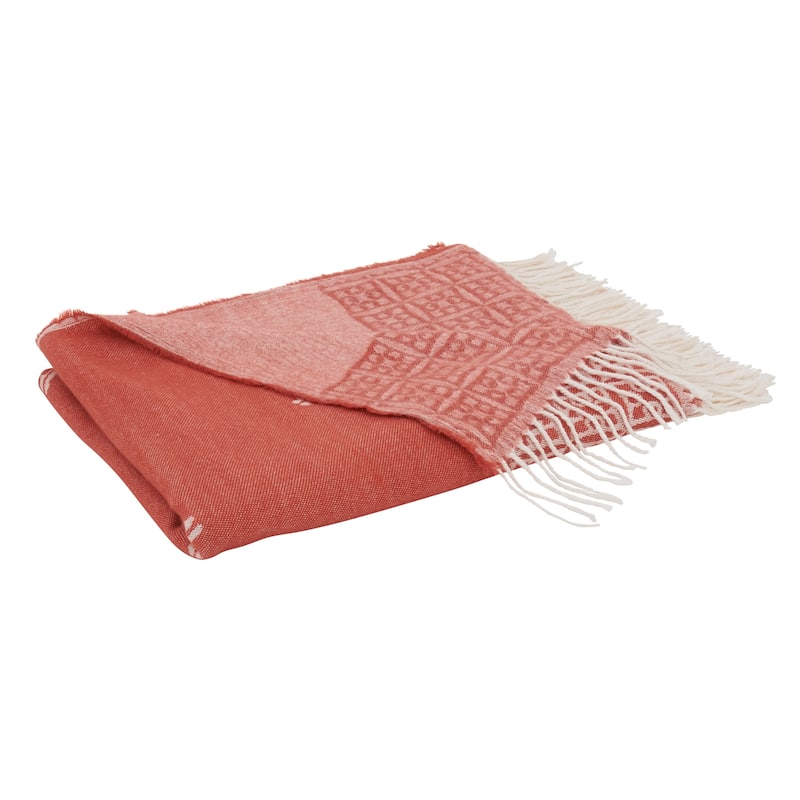 Fringed Throw With Medallion Design