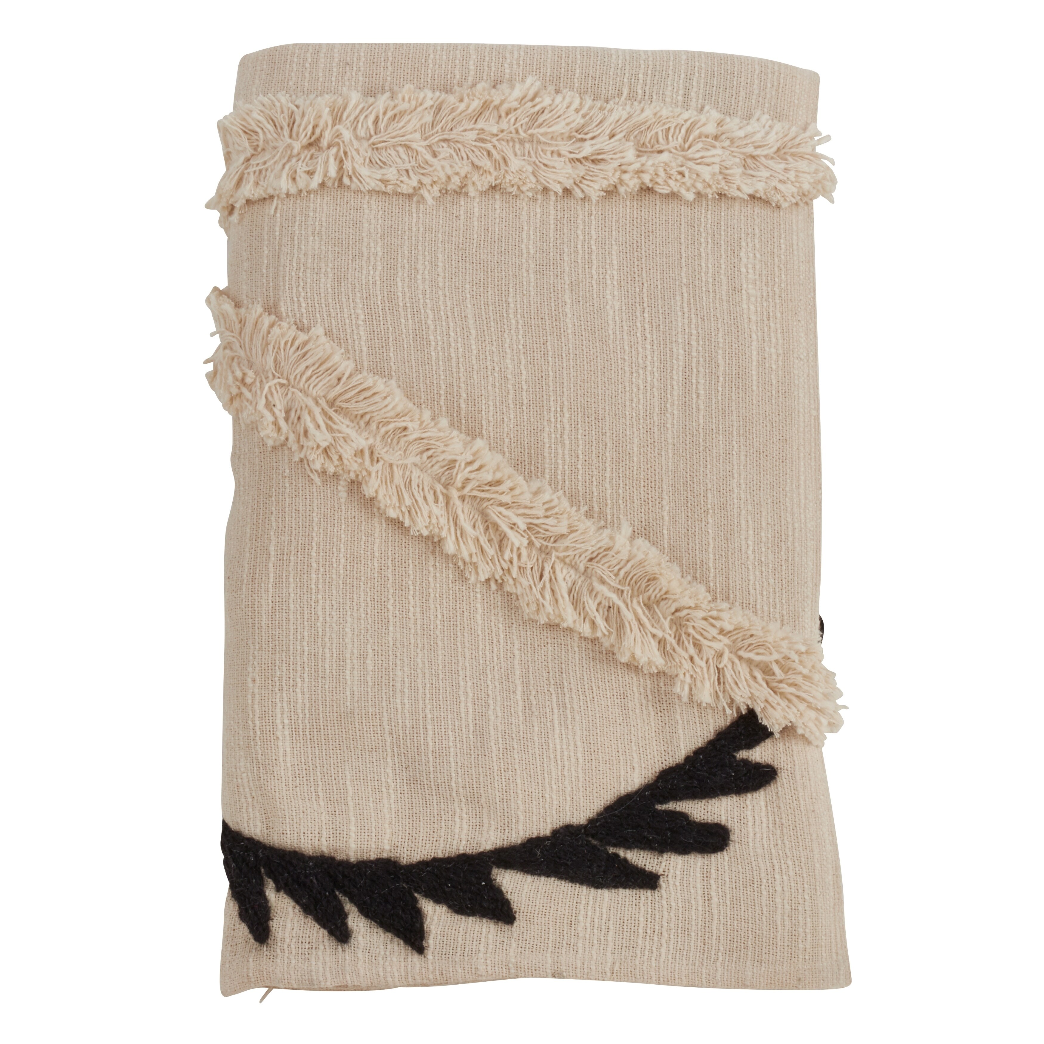 Cotton Throw Blanket With Embroidered Fringe Design On Sale Overstock 29349884