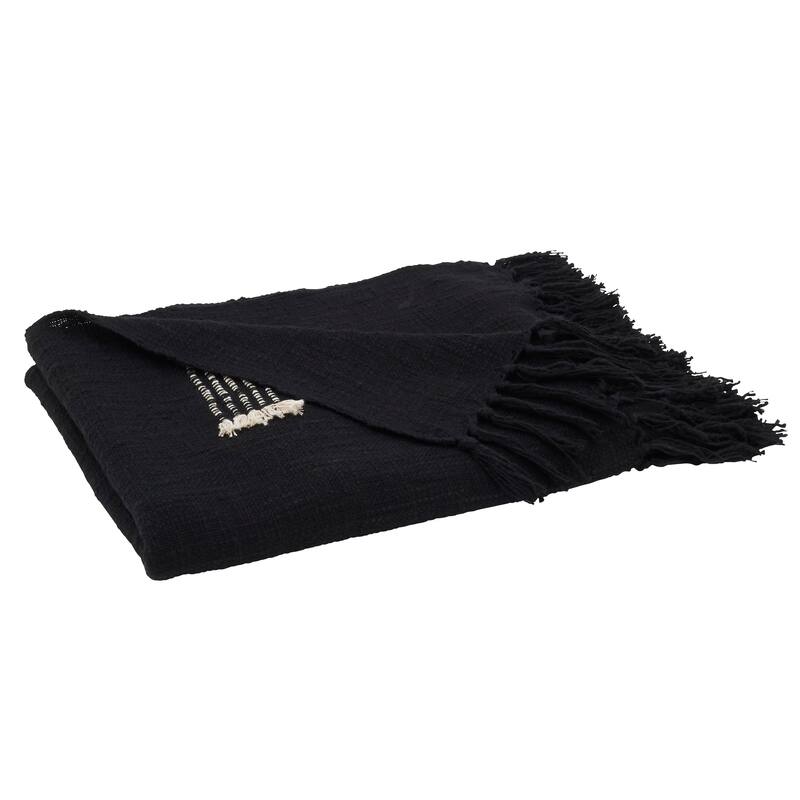 Modern Boho Fringe Cotton Throw