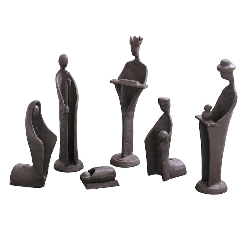 Danya B. Modern 9-Inch Cast Iron Nativity Sculpture Set (6 Figures)