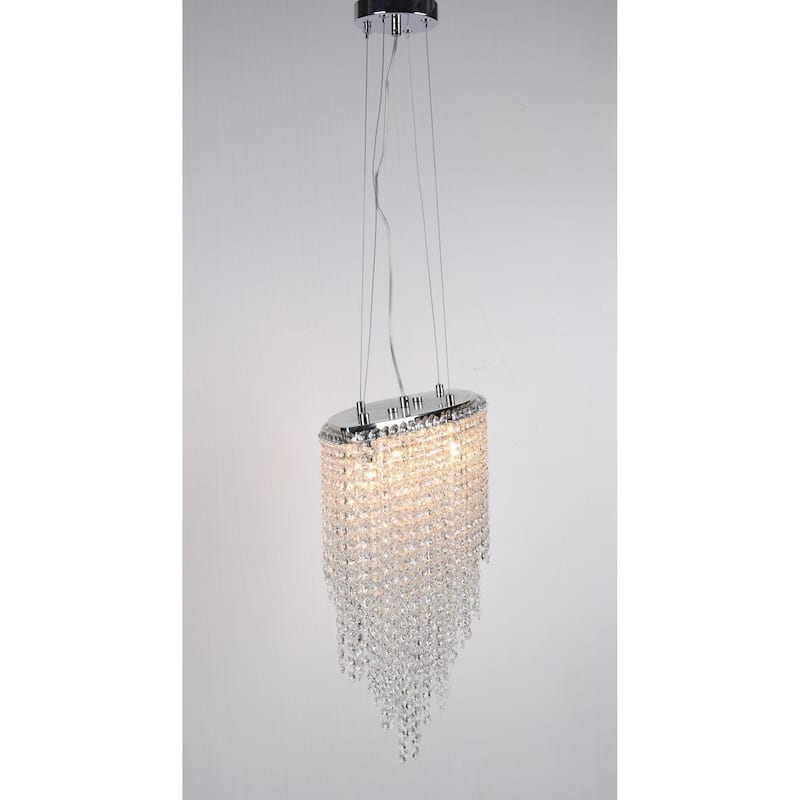 Chrome Metal Chandelier with Clear Crystal Accents - Chrome