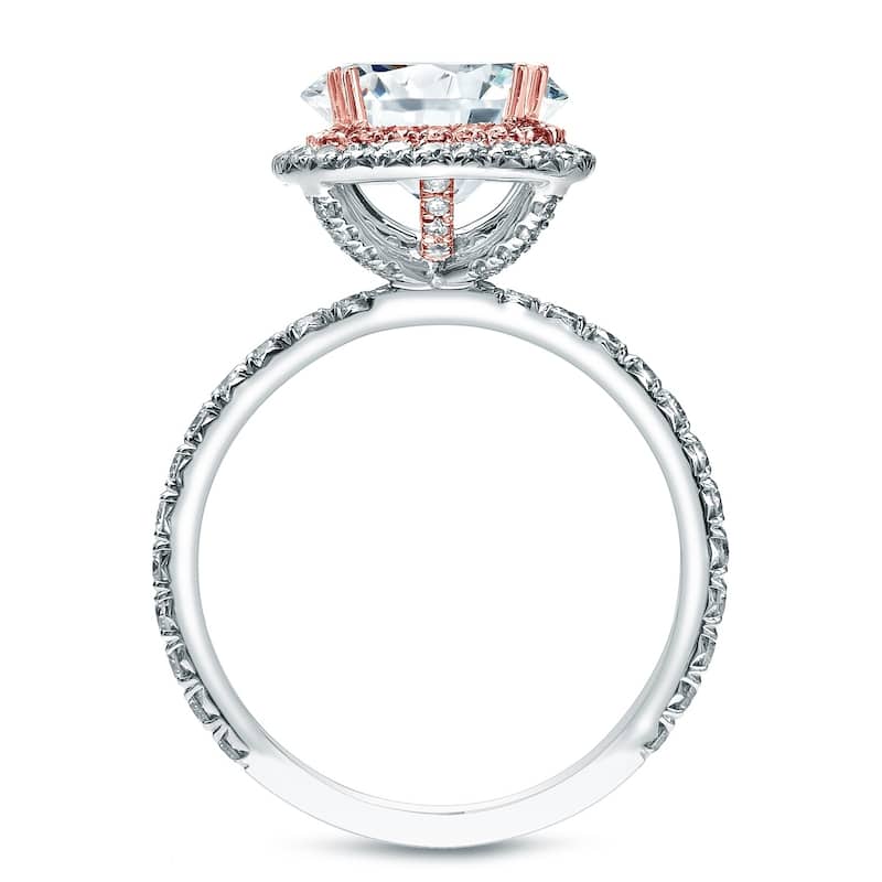 Auriya 14k Gold 1 3/4ctw Cushion-cut Halo Diamond Engagement Ring Two-tone Gold Certified (H-I, I1-I2)