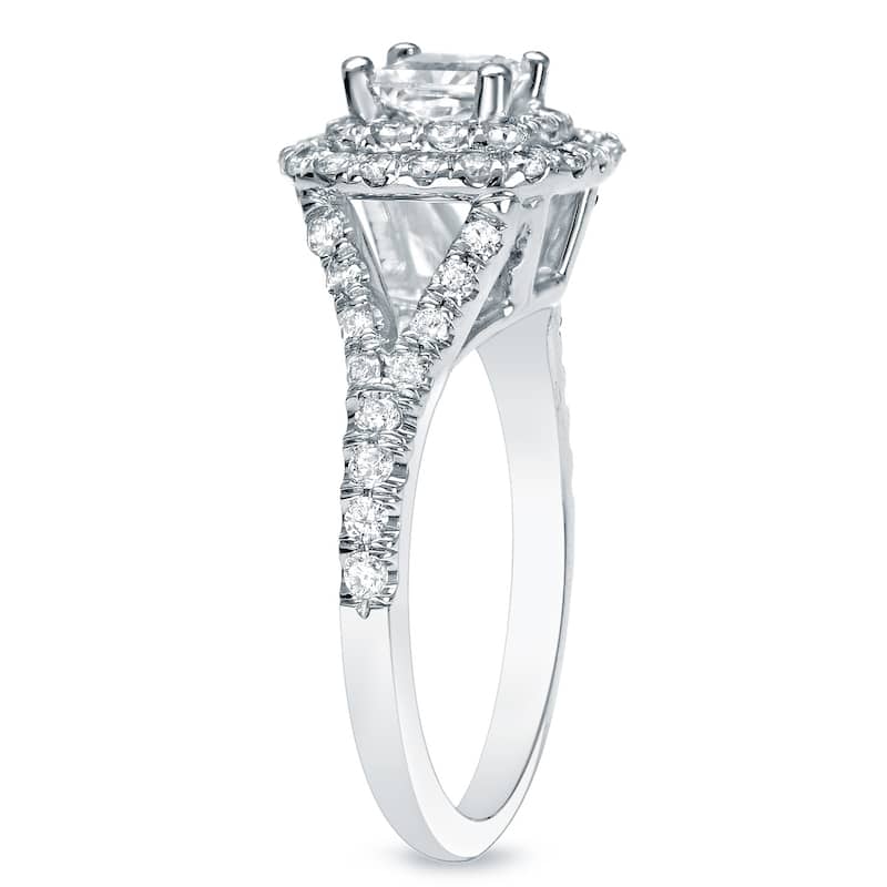 Auriya 14k Gold 1 3/4ctw Cushion-cut Halo Diamond Engagement Ring Certified (H-I, I1-I2)