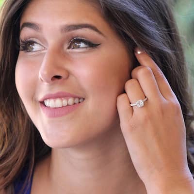 Auriya 14k Gold 1 1/2ctw Cushion-cut Halo Diamond Engagement Ring Certified (H-I, I1-I2)