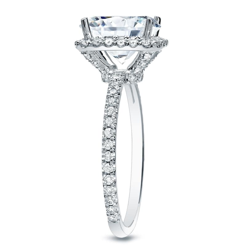 Auriya 14k Gold 1 1/2ctw Cushion-cut Halo Diamond Engagement Ring Certified (H-I, I1-I2)