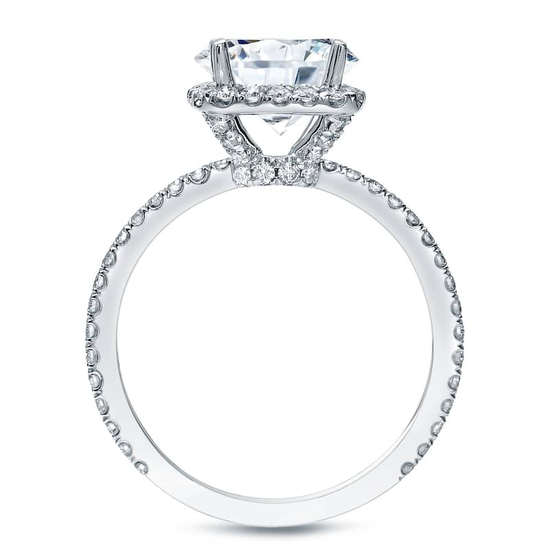 Auriya 14k Gold 1 1/2ctw Cushion-cut Halo Diamond Engagement Ring Certified (H-I, I1-I2)