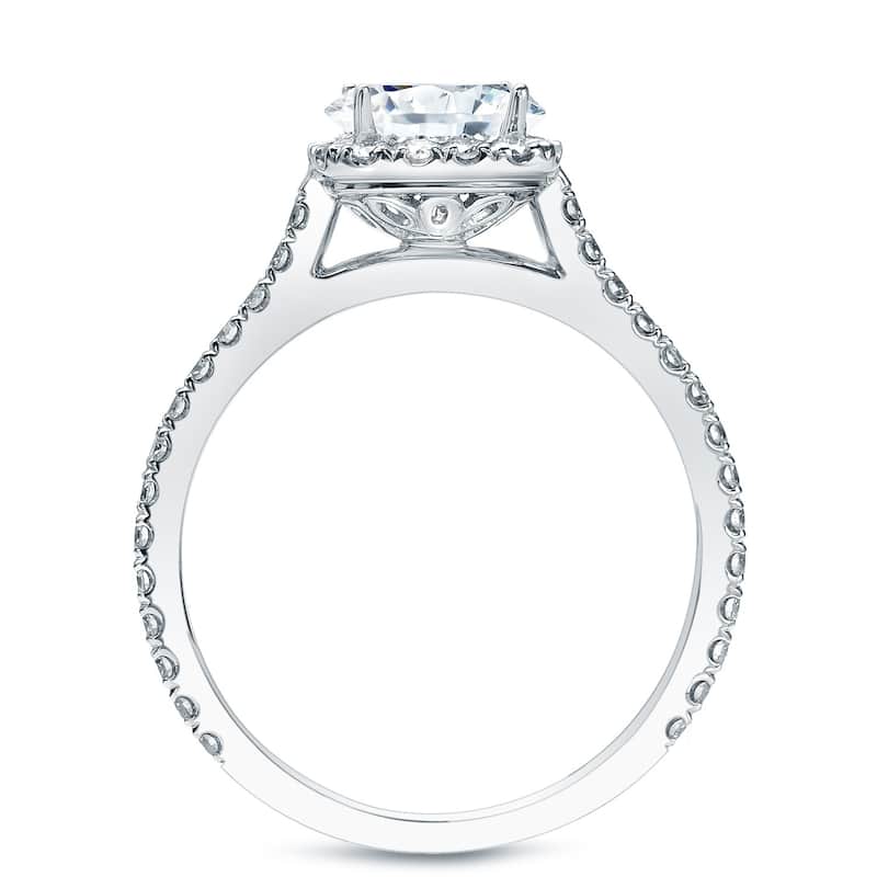 Auriya 14k Gold 1 1/2ctw Cushion-cut Halo Diamond Engagement Ring Certified (H-I, I1-I2)