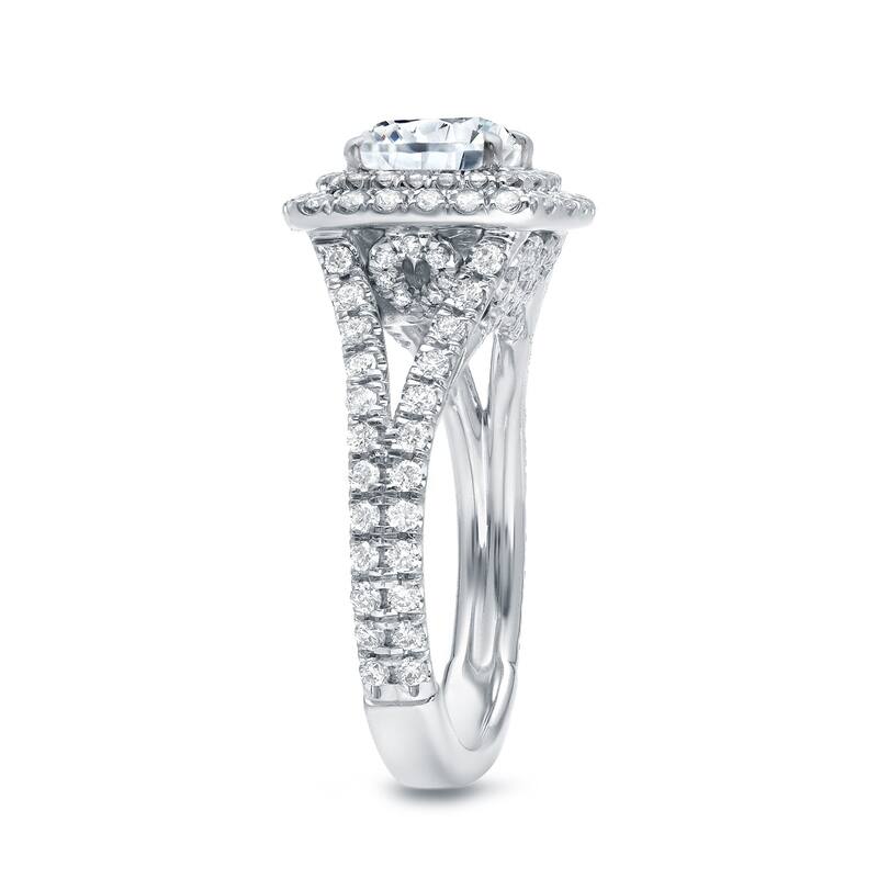 Auriya 18k Gold 2ctw Cushion-cut Halo Diamond Engagement Ring 14k Gold Certified (H-I, I1-I2)