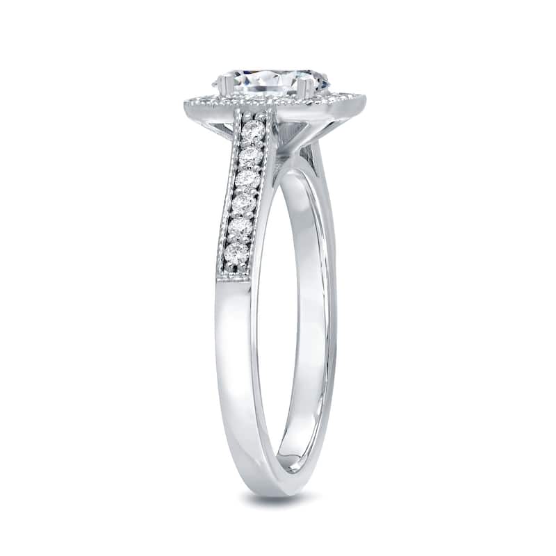 Auriya 14k Gold 1 1/2ctw Vintage Cushion-cut Halo Diamond Engagement Ring Certified (H-I, I1-I2)