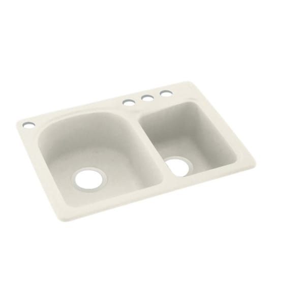 Swan 18-in D x 25-in W x 7.5-in H Solid Surface Dual Mount Double Bowl Kitchen Sink with 4-Hole. Opens flyout.
