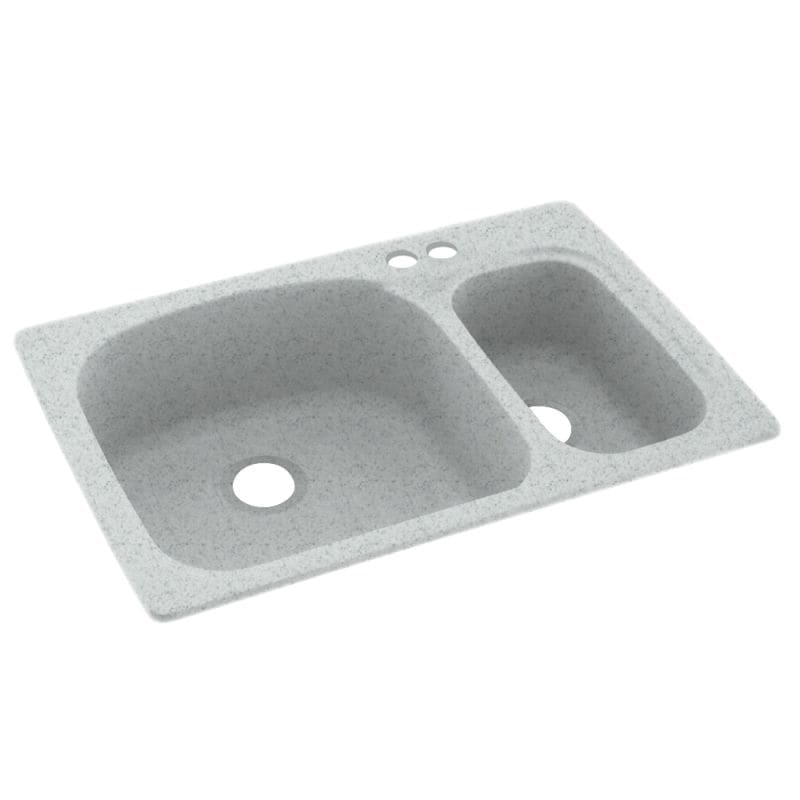 Swan 33-in D x 22-in W x 9.75-in H Solid Surface Dual Mount Double Bowl Kitchen Sink with 2-Hole