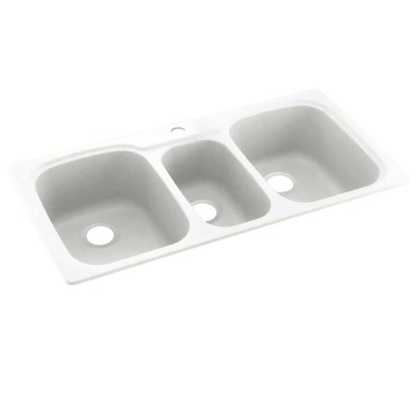 Swan Solid Surface Dual Mount 1 Hole 3 Bowl Kitchen Sink Overstock 29351214