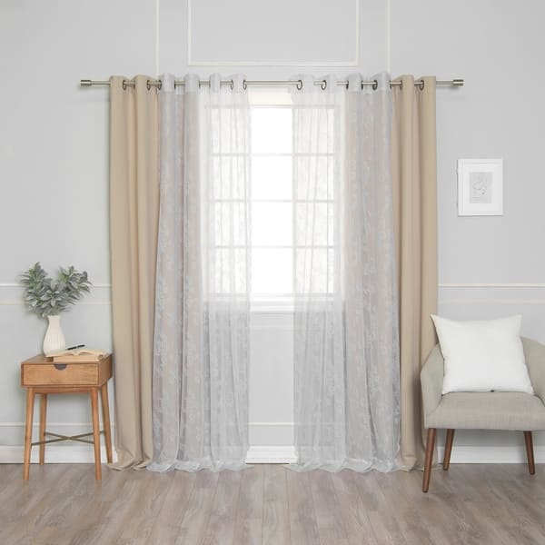 Aurora Home Rose Sheers Blackout Curtains Panel Pair On Rose Sheers Blackout Curtains Panel