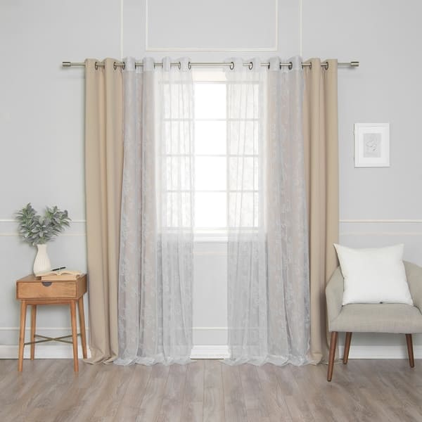 Aurora Home Rose Sheers & Blackout Curtains Panel Pair - On Sale - Bed ...