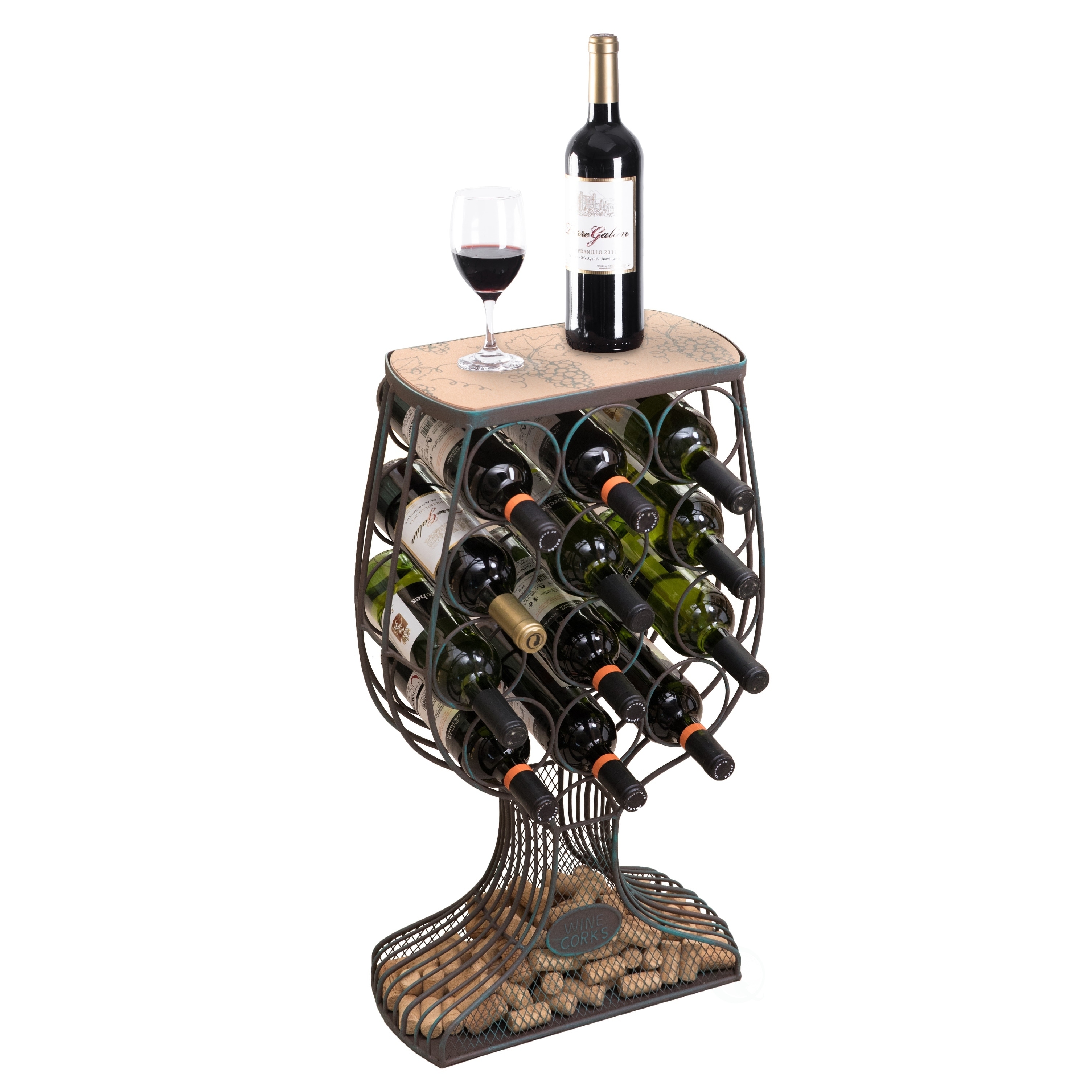 Shop Vintage Wooden Metal Goblet Shaped Wine Rack With Cork Holder