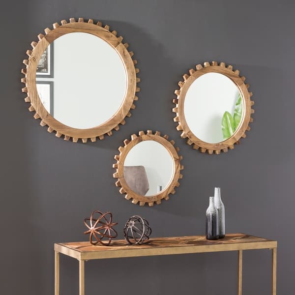 Carbon Loft Devin Industrial Round Reclaimed Wood Wall Mirror Set On Sale Overstock 29351379