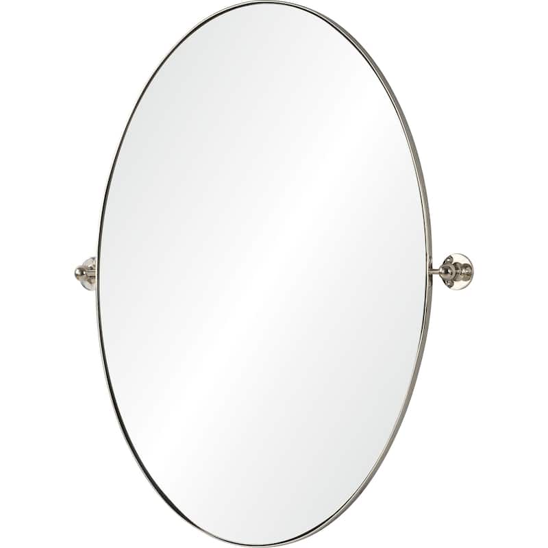 Copper Grove Oval Bathroom Wall Mirror with Polished Nickel Frame
